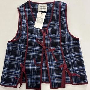DAMSON MADDER Alive Bow Gilet In Navy Size 16 NWT